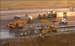 Aerial View of Construction During Melbourne Airport Runway Widening Project